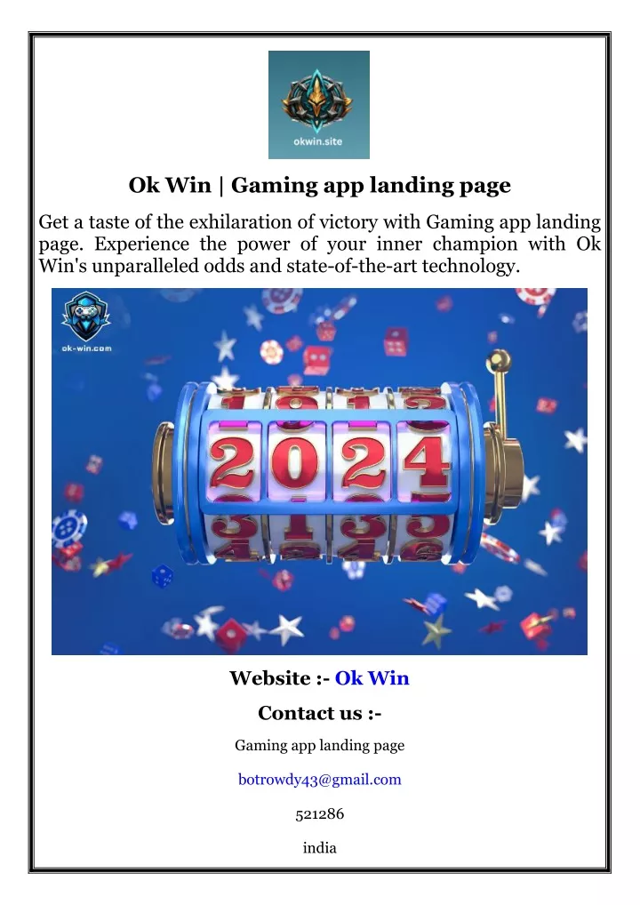 ok win gaming app landing page