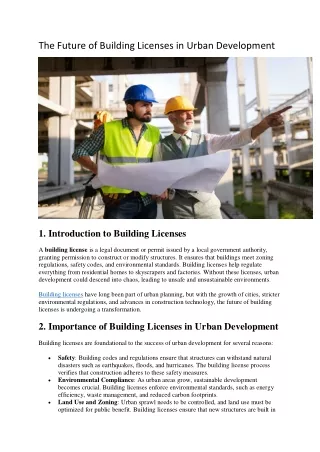 The Future of Building Licenses in Urban Development