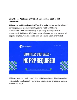 why choose a2zcrypto s otc desk for seamless usdt