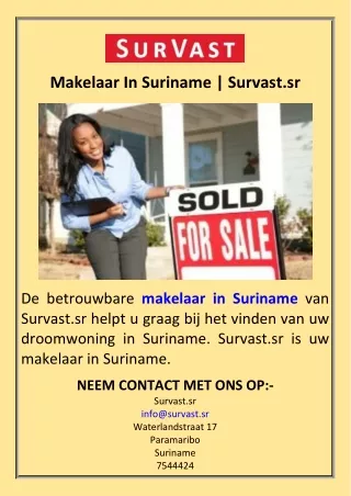 Makelaar In Suriname  Survast.sr