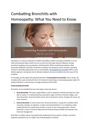 combatting bronchitis with homeopathy what