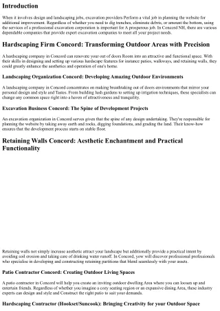 Excavation Companies in Concord NH: Professional Alternatives in your Assignment