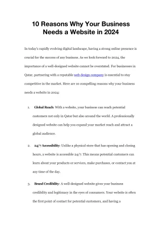 10 reasons why your business needs a website