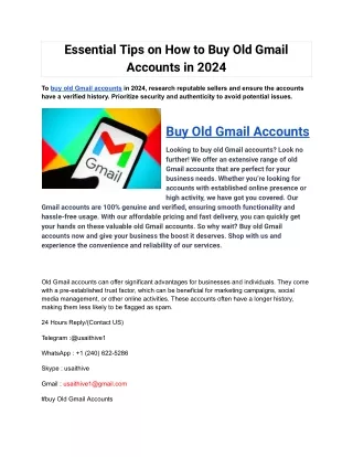 Essential Tips on How to Buy Old Gmail Accounts in 2024