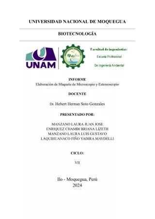 INFORME DE MAQUETA: estereoscopio y microscopio