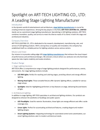 spotlight on art tech lighting co ltd a leading