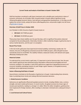 Current Trends and Analysis of Gold Rates in Kuwait