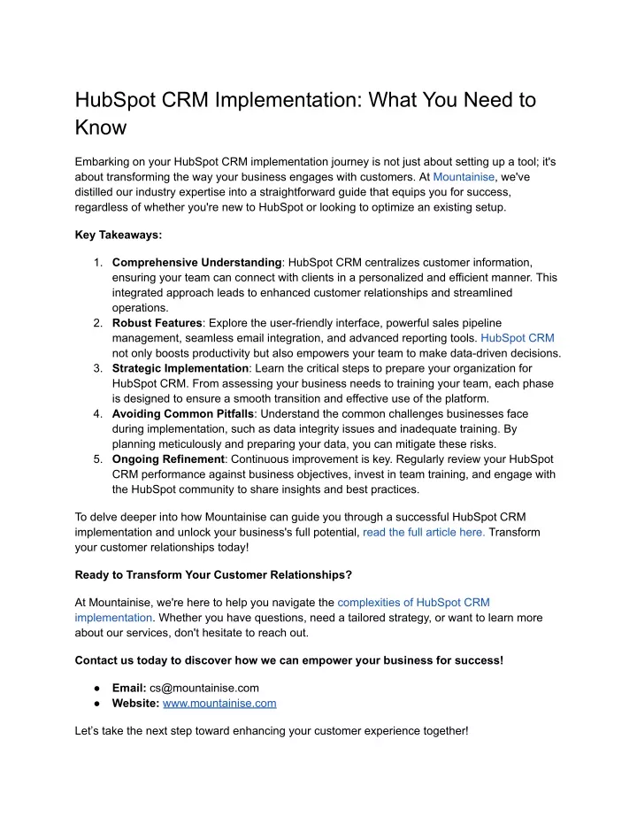 hubspot crm implementation what you need to know