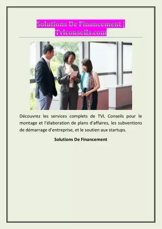 Solutions De Financement | Tvlconseils.com
