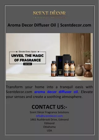 Aroma Decor Diffuser Oil  Scentdecor.com