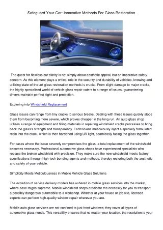 safeguard your car innovative methods for glass