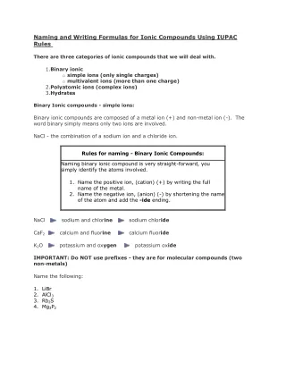 naming and writing formulas for ionic compounds