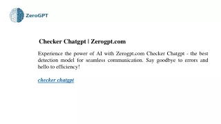 Checker Chatgpt Zerogpt.com