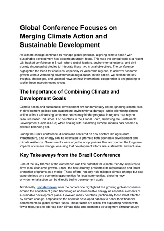 global conference focuses on merging climate