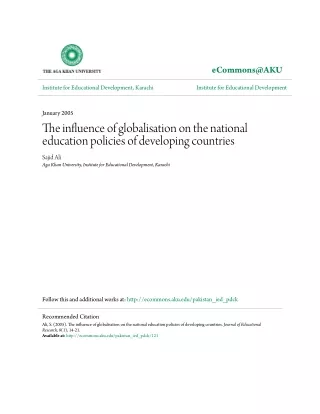 The influence of globalisation on the na