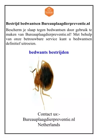 Bestrijd bedwantsen Bureauplaagdierpreventie.nl