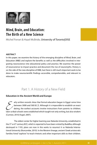 mind brain and education the birth