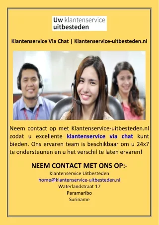 Klantenservice Via Chat  Klantenservice-uitbesteden.nl