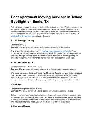 Best Apartment Moving Services in Texas_ Spotlight on Ennis, TX