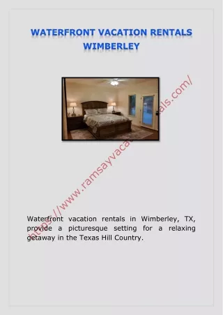 WATERFRONT VACATION RENTALS WIMBERLEY