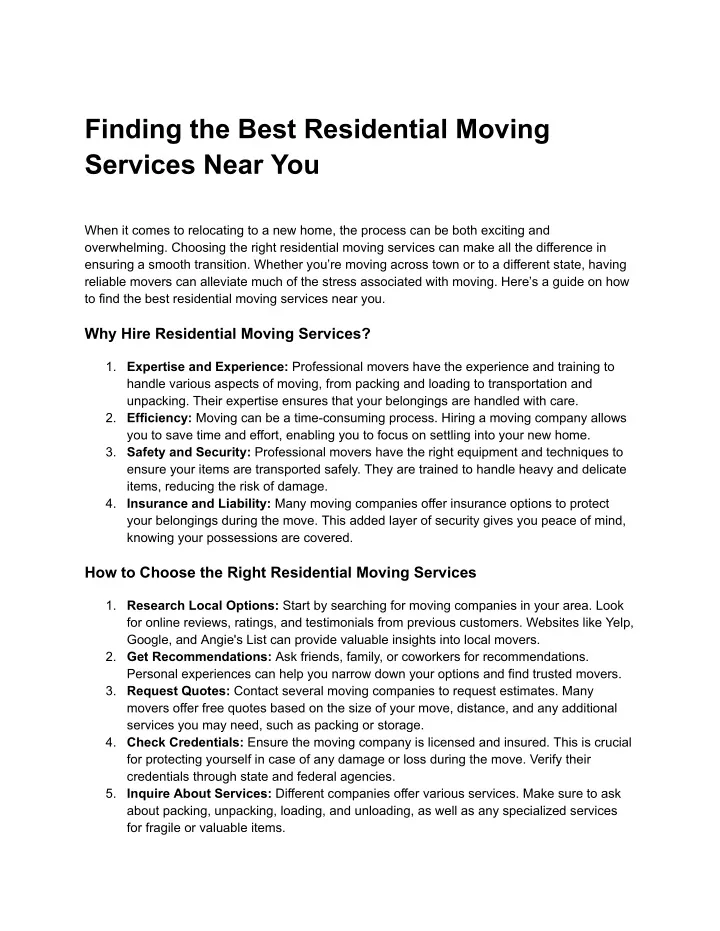 finding the best residential moving services near