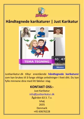 Håndtegnede karikaturer  Just Karikatur