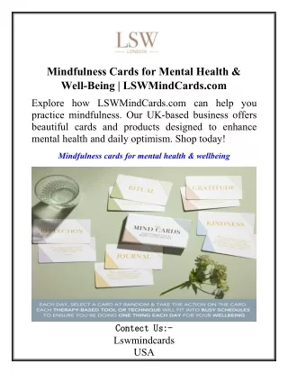 Mindfulness Cards for Mental Health & Well-Being  LSWMindCards.com
