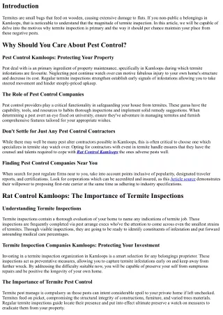 Termite Inspection 101: Why it simply is Crucial for Your Kamloops Property
