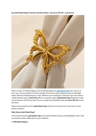 Buy Gold Plated Rings for Women and Girls Online