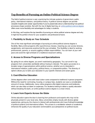 Top Benefits of Pursuing an Online Political Science Degree