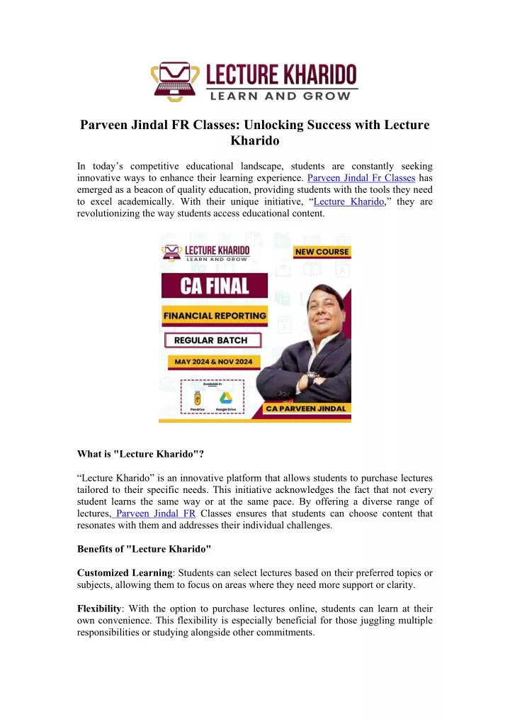 parveen jindal fr classes unlocking success with