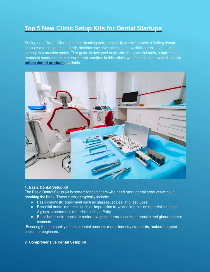 top 5 new clinic setup kits for dental startups