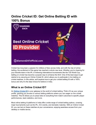 Online Cricket ID_ Get Online Betting ID with 100% Bonus