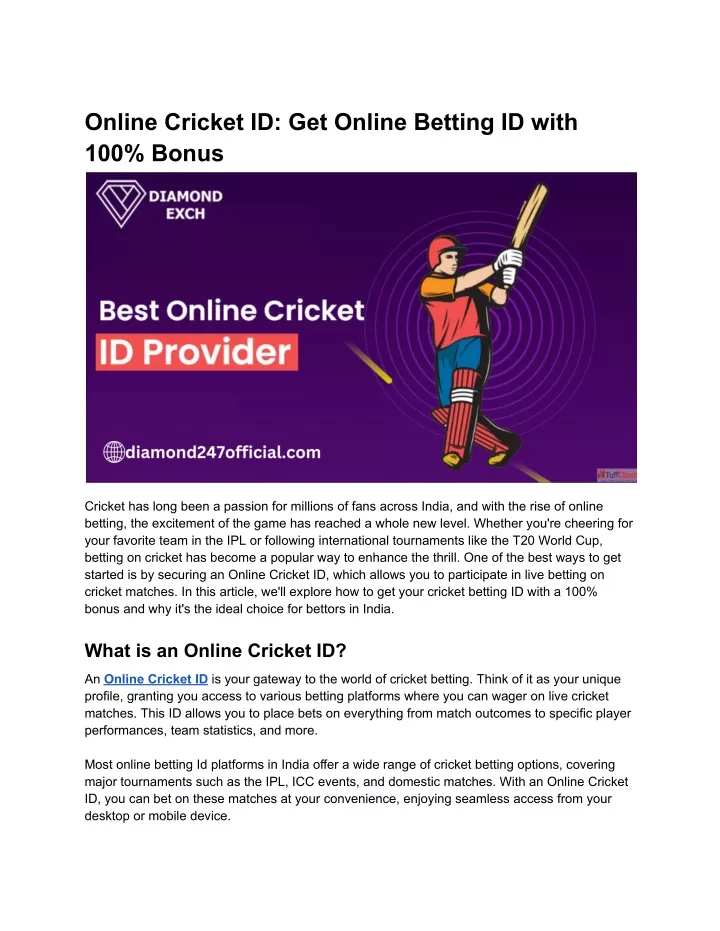 online cricket id get online betting id with