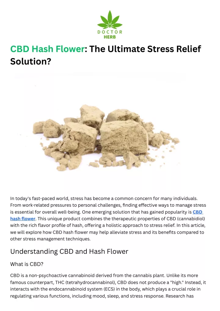 cbd hash flower the ultimate stress relief