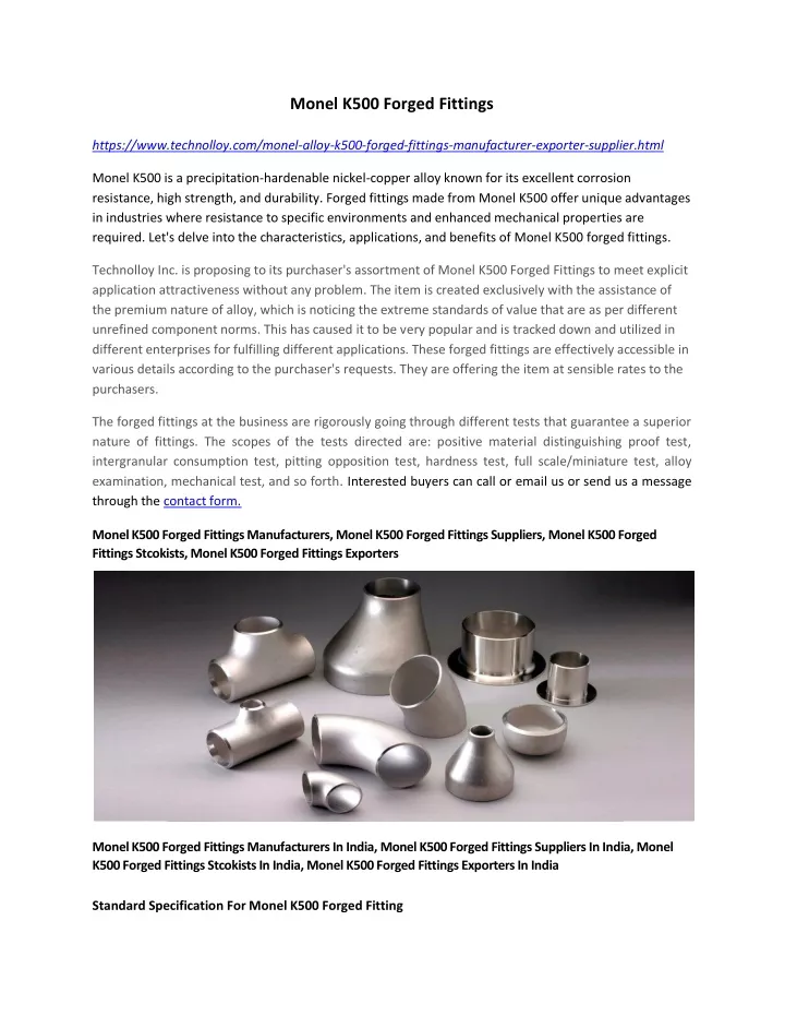 monel k500 forged fittings