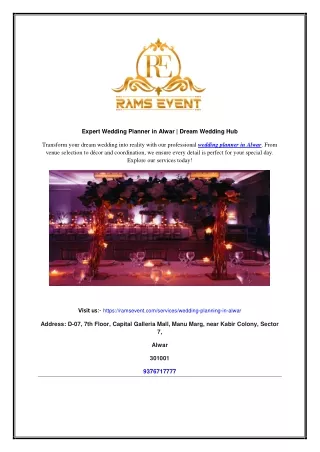 Expert Wedding Planner in Alwar | Dream Wedding Hub