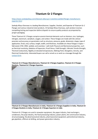 Titanium Gr 2 Flanges Manufacturers