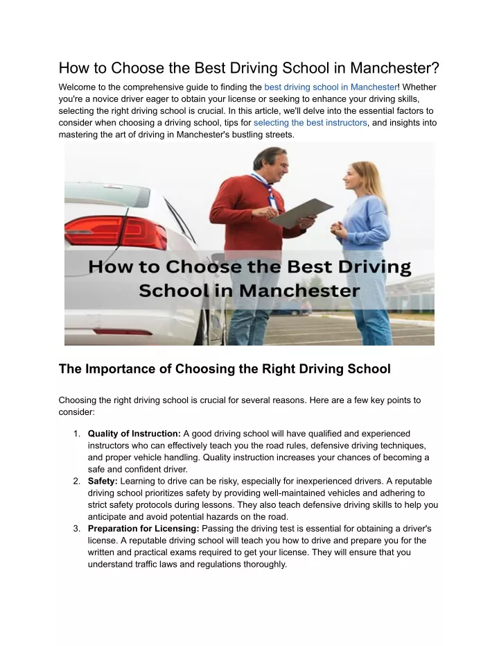 how to choose the best driving school