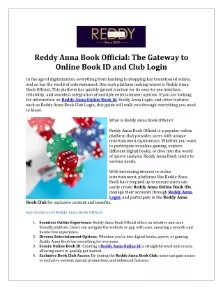 Reddy Anna Book Official The Gateway to Online Book ID and Club Login