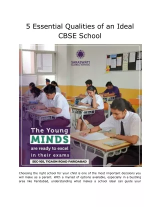 5 Essential Qualities of an Ideal CBSE School