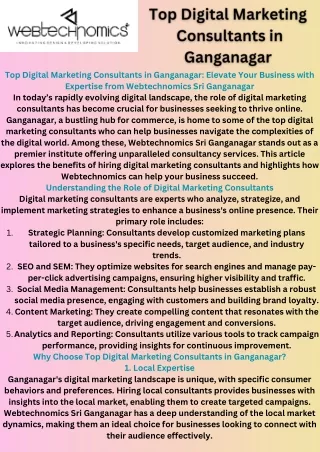 Top Digital Marketing Consultants in Ganganagar