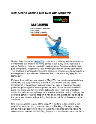 Best Online Gaming Site Ever with MagicWin