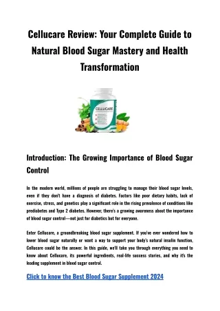 _Cellucare Review_ Your Complete Guide to Natural Blood Sugar Mastery and Health Transformation_