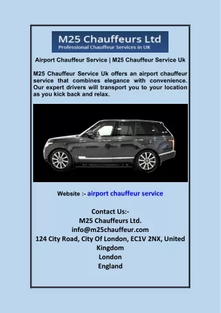 Airport Chauffeur Service | M25 Chauffeur Service Uk