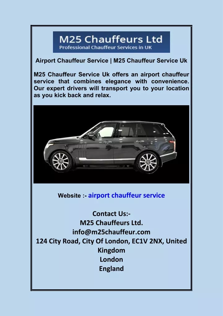 airport chauffeur service m25 chauffeur service uk