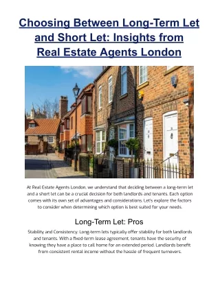 Choosing Between Long-Term Let and Short Let_ Insights from  Real Estate Agents London