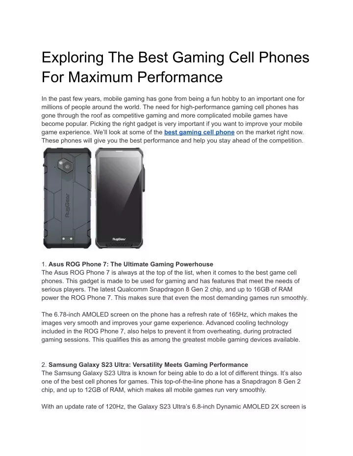 exploring the best gaming cell phones for maximum