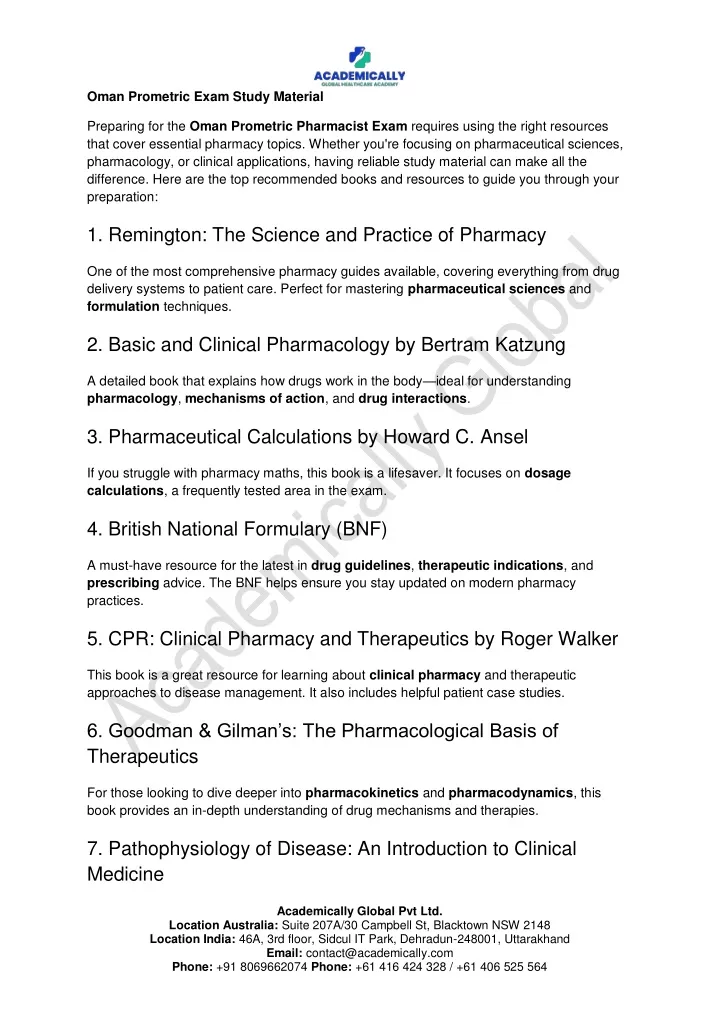 oman prometric exam study material