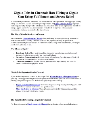 How Hiring a Gigolo Can Bring Fulfillment and Stress Relief